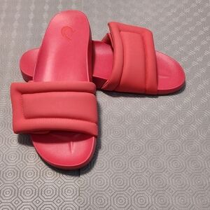 Olukai Sunbeam Slide Comfort Sandals Coral Red Slip On Women’s Size 9/ EU39 NWOT